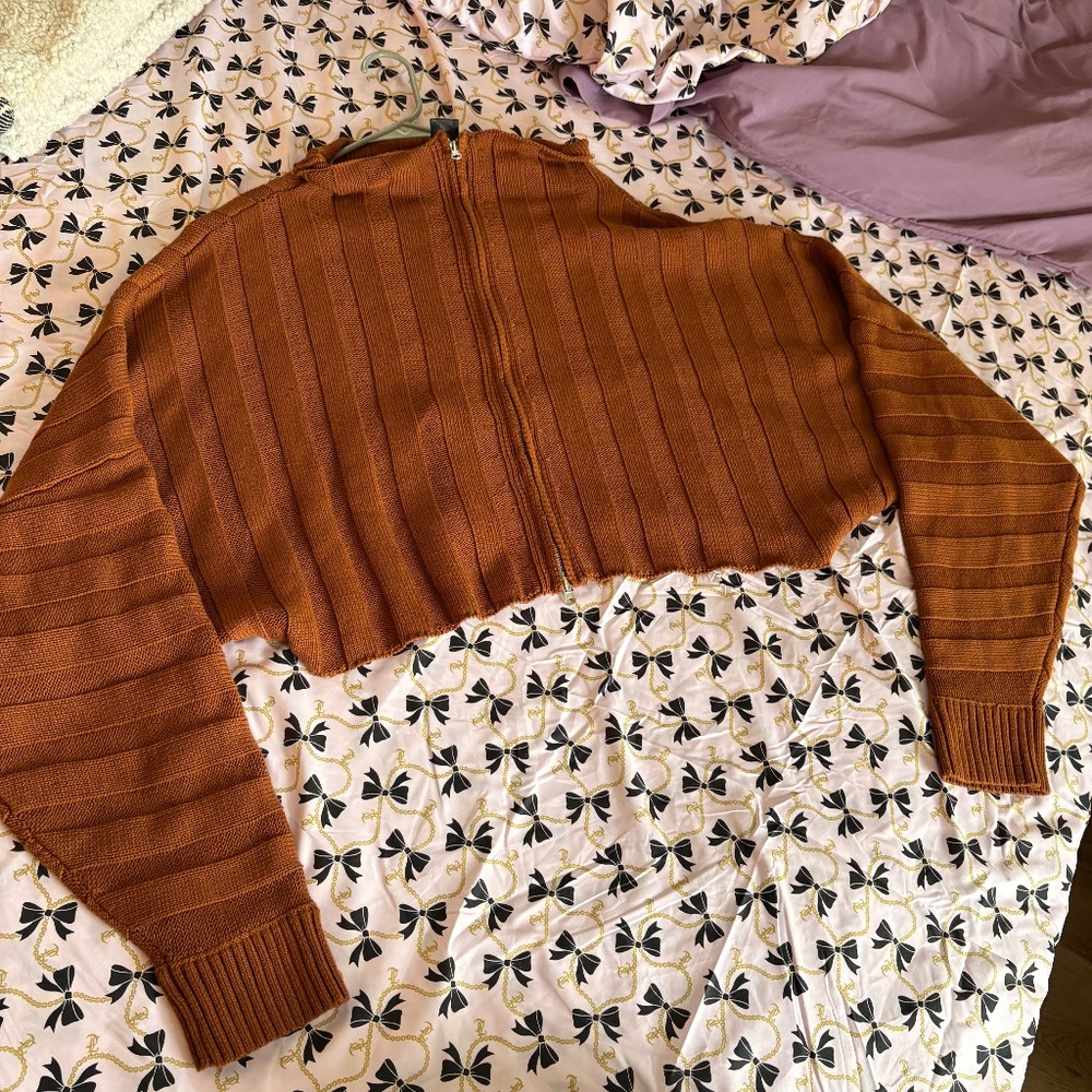 Cozy Girl Zip Front Cropped Cardigan